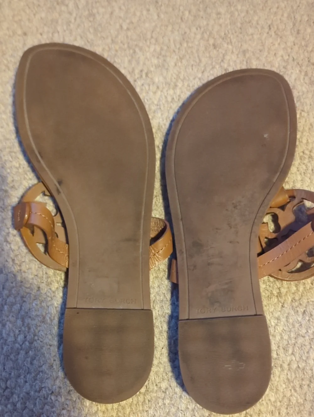 Women's Tory Burch Metal Miller Sandals Size 8 Walnut/Gold